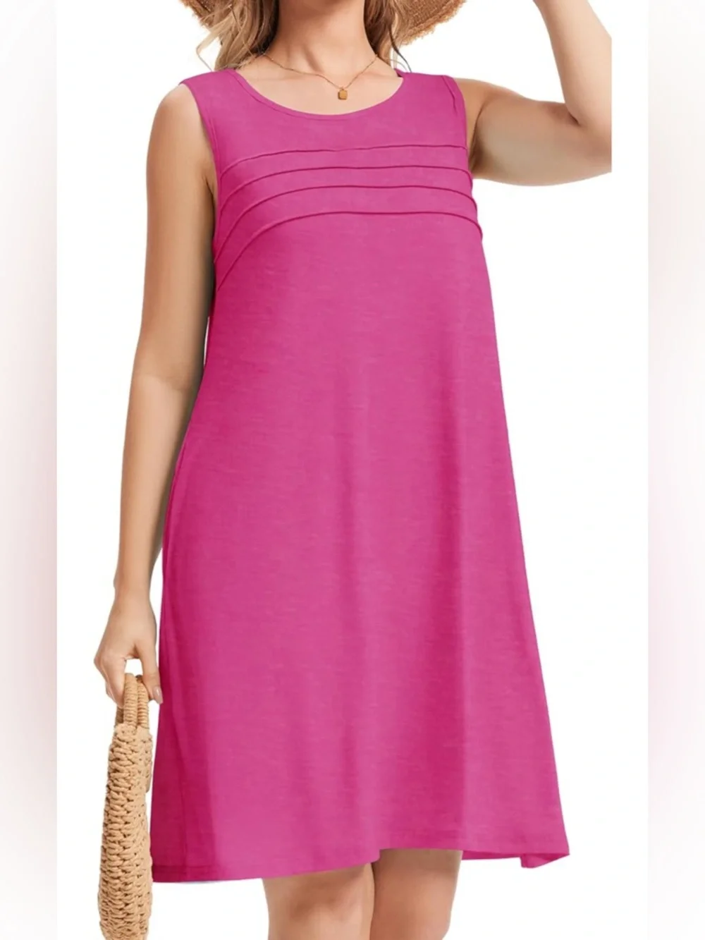 Cute Summertime Loose Pleated Front Sleeveless Sundresses with Pockets XXL NWT - Picture 4 of 7